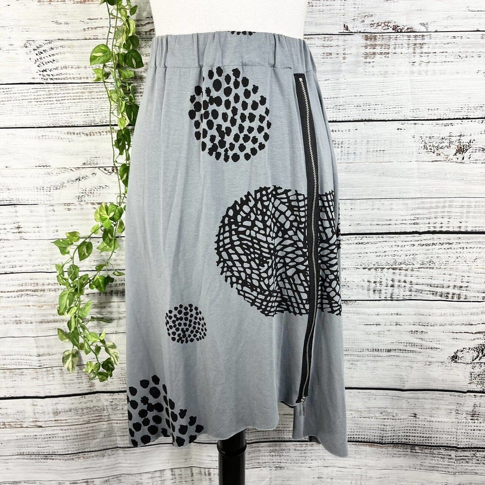 Chalet et Ceci Skirt Med Gray Black Zipper Bamboo Jersey A Line Midi Artsy